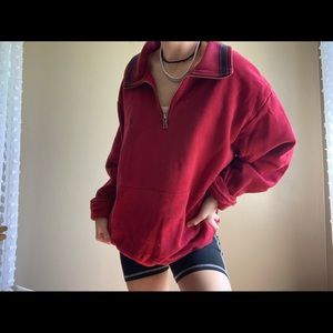 half zip crew neck sweatshirt